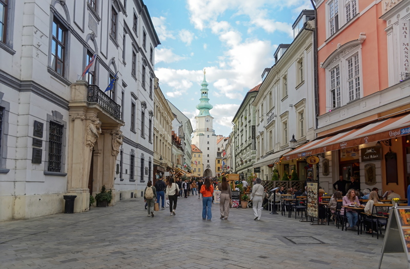 Michalská Street leading toward Michael's Gate in the Old Town of Bratislava